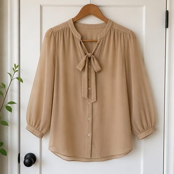 None Tops - Camel Button Blouse
